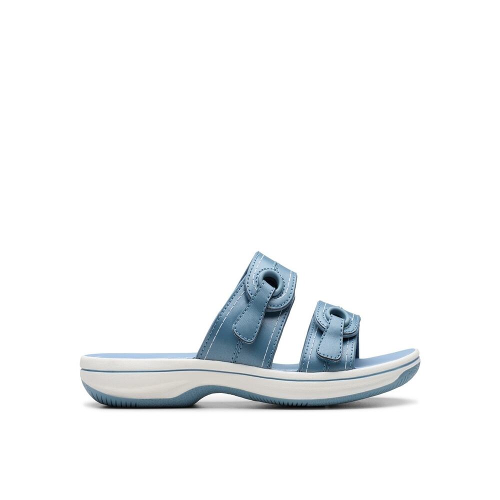 NWT Clarks Women's Breeze Maye Slide Sandal, Denim Synthetic, 10